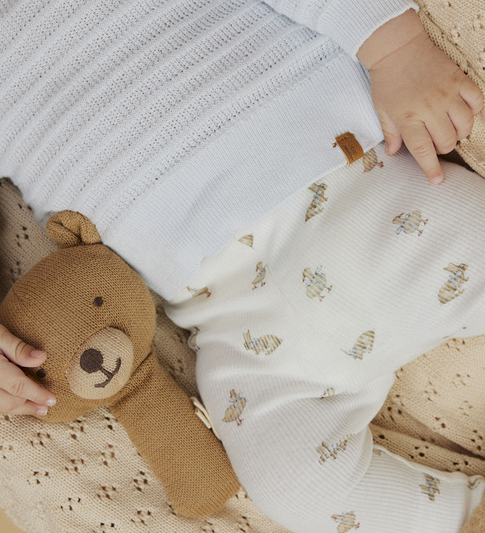 Lil' Atelier Leggings - Rib - NbnLavo - AOP - Coconut Milch