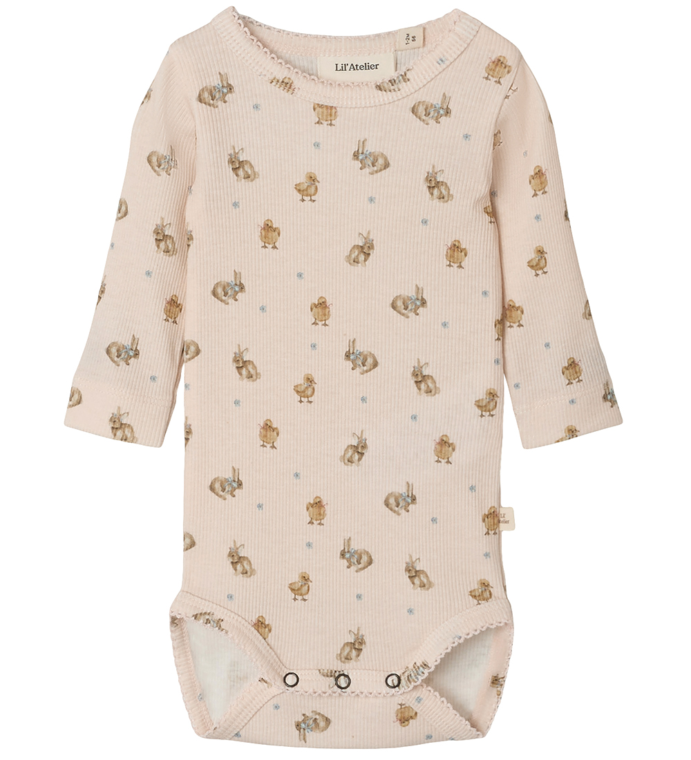 Lil' Atelier Bodysuit l/s - Rib - NbfLavo - AOP - Morganite