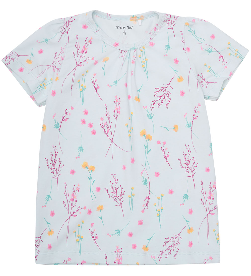 Minymo Shorts Set - T-shirt/Shorts - Wan Blue w. Flowers