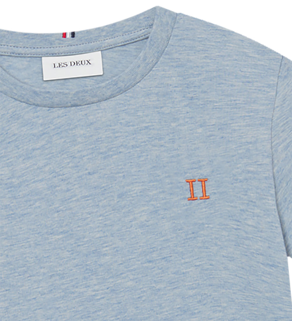 Les Deux T-shirt - Nørregaard - Xenon Blue Melange/Orange