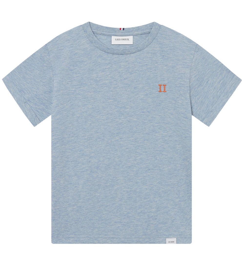 Les Deux T-shirt - Nørregaard - Xenon Blue Melange/Orange