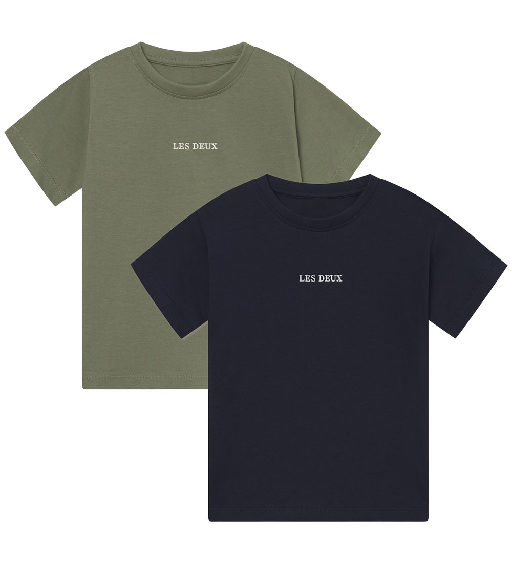 Les Deux T-shirts - 2er-Pack - Dexter - Dark Navy/Lichen Green