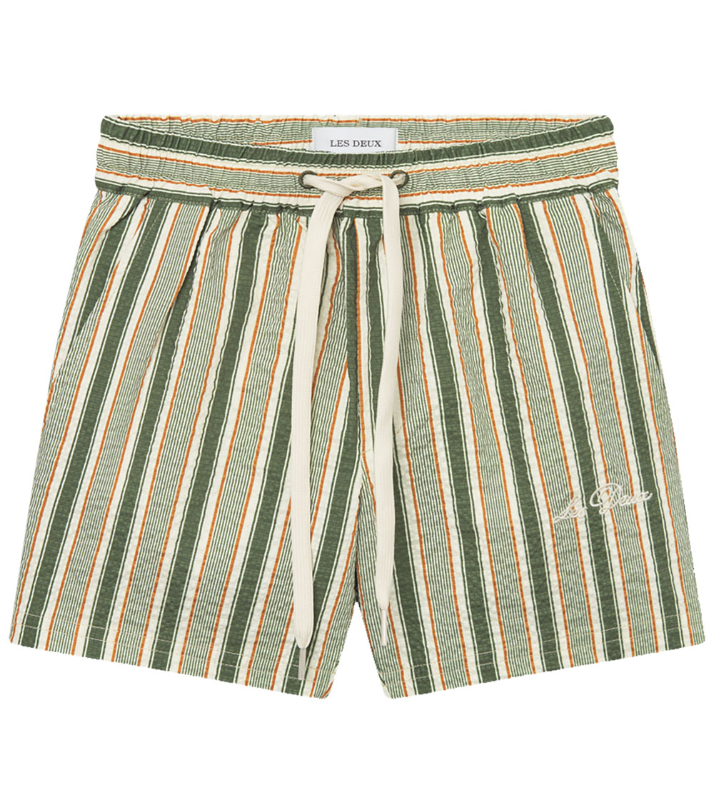 Les Deux Badeshorts - Stan Stripe - Schnittlauch Green/Thai Curr