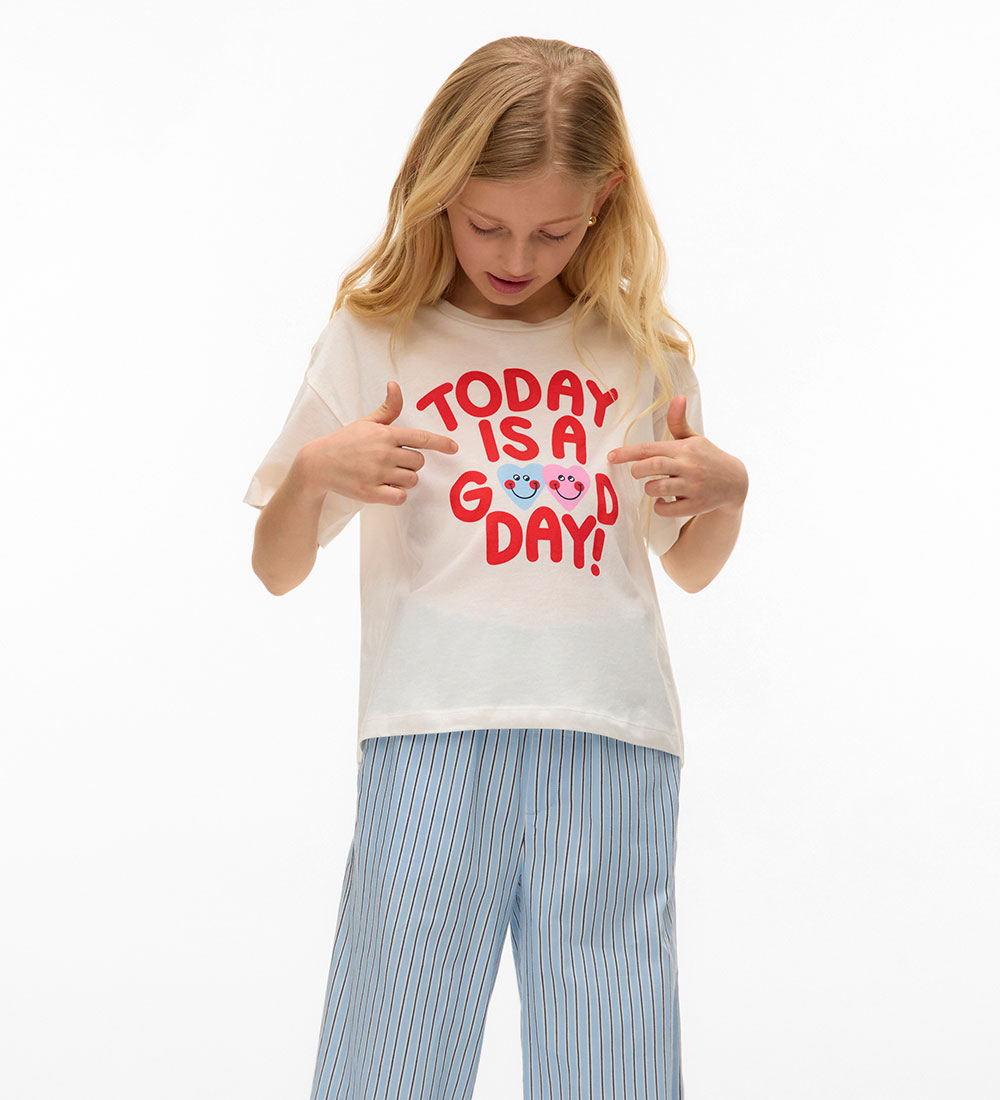 Vero Moda Girl T-shirt - VmFeel - Snow White/Today Ice A Good Da