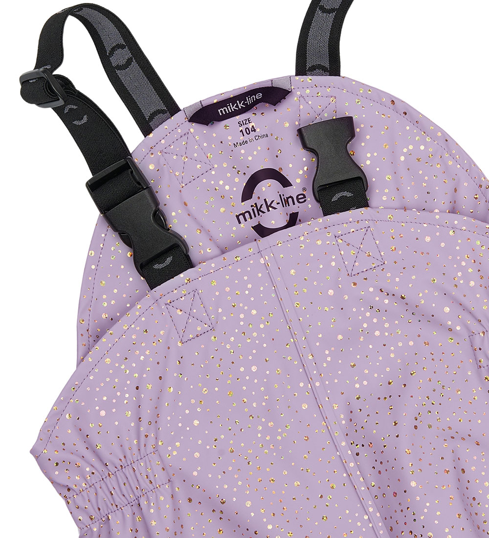 Mikk-Line Regntøy m. Seler - PU - Lavender Aura m. Gull Prikker
