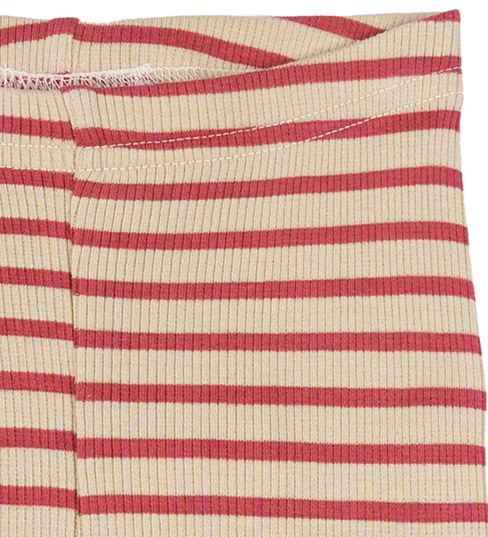 Petit Piao Leggings - Rib - Modal - Light Berry/Dark Off White