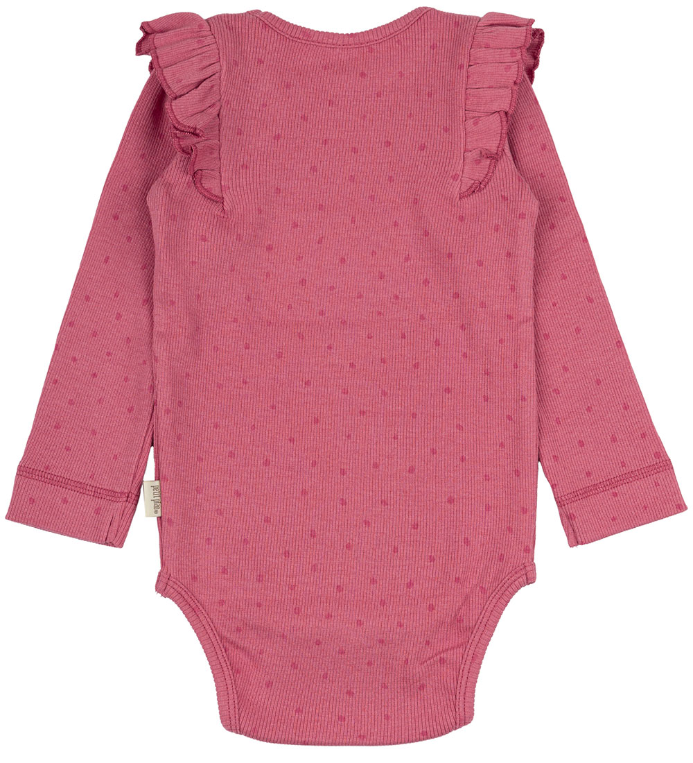 Petit Piao Samfella l/e - Rib - Modal - Frill - Light Berry