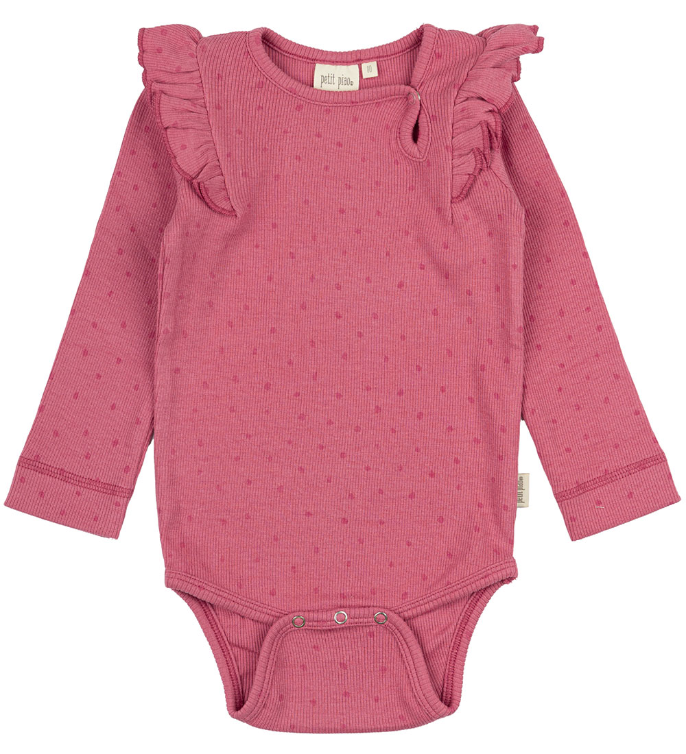 Petit Piao Samfella l/e - Rib - Modal - Frill - Light Berry