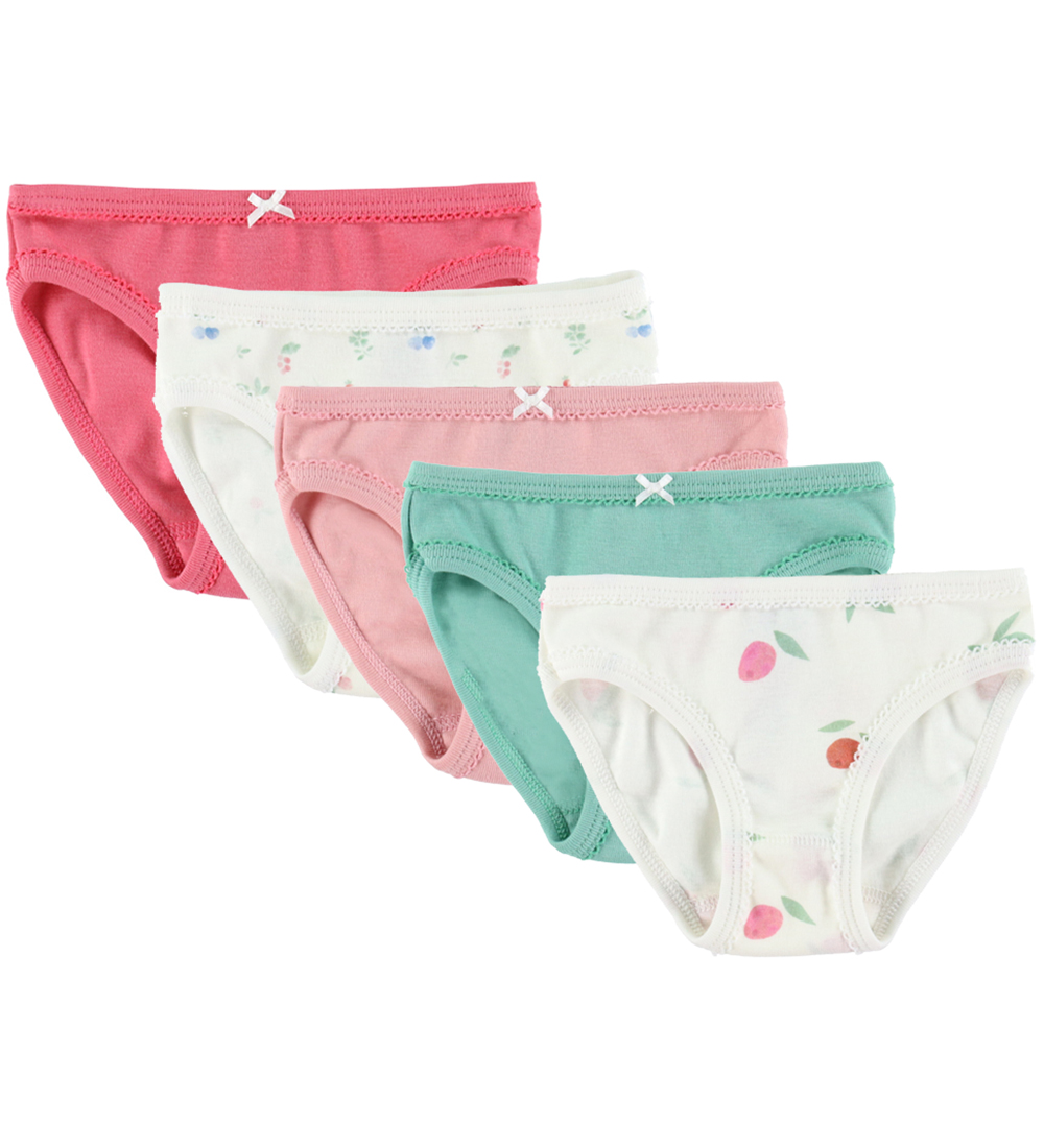 Culottes Petit Bateau - 5 Pack - Rose/Blanc/Vert