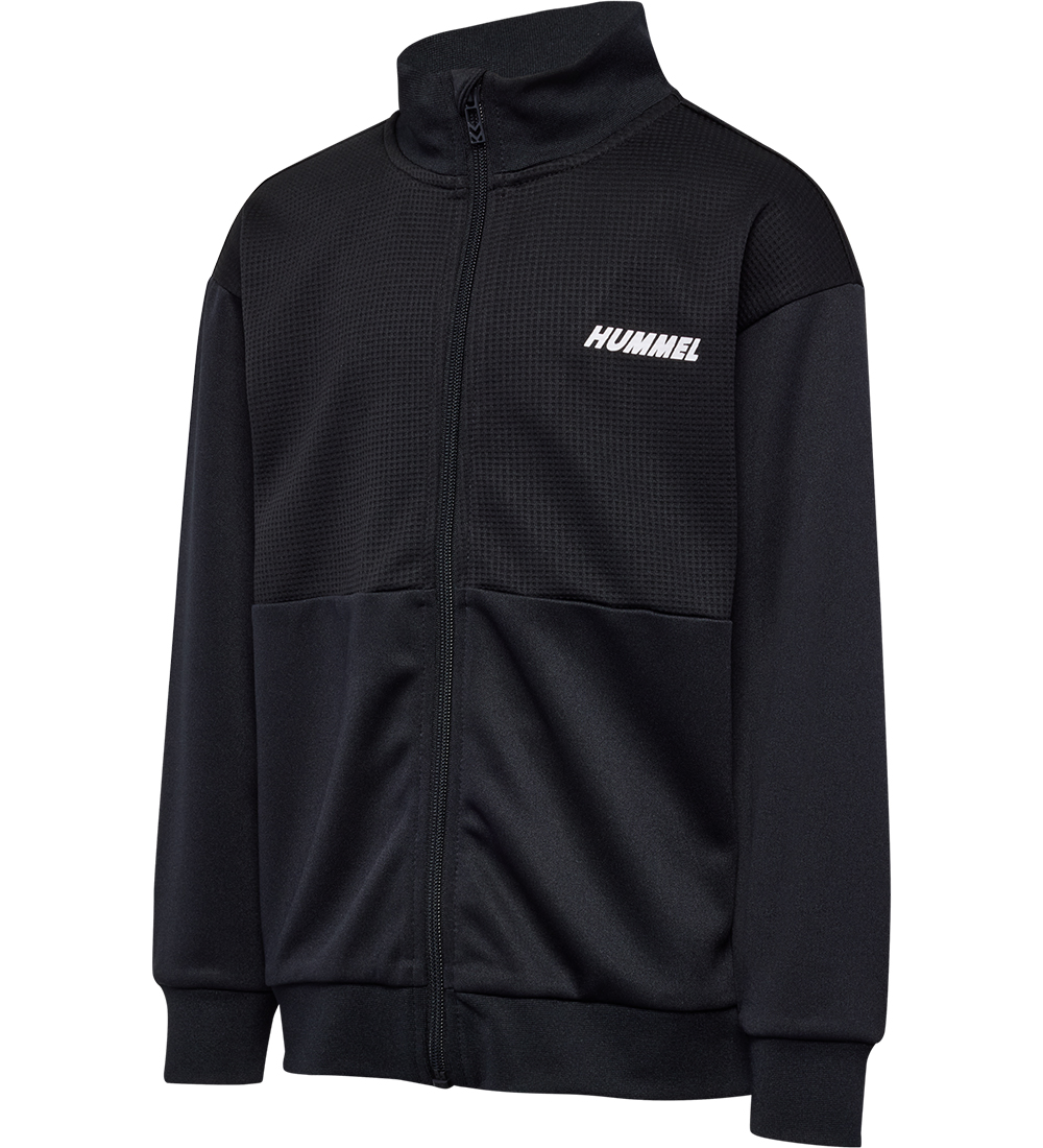 Hummel Cardigan - Waffle Fabric - hmlOdin Zip - Black/Asphalt