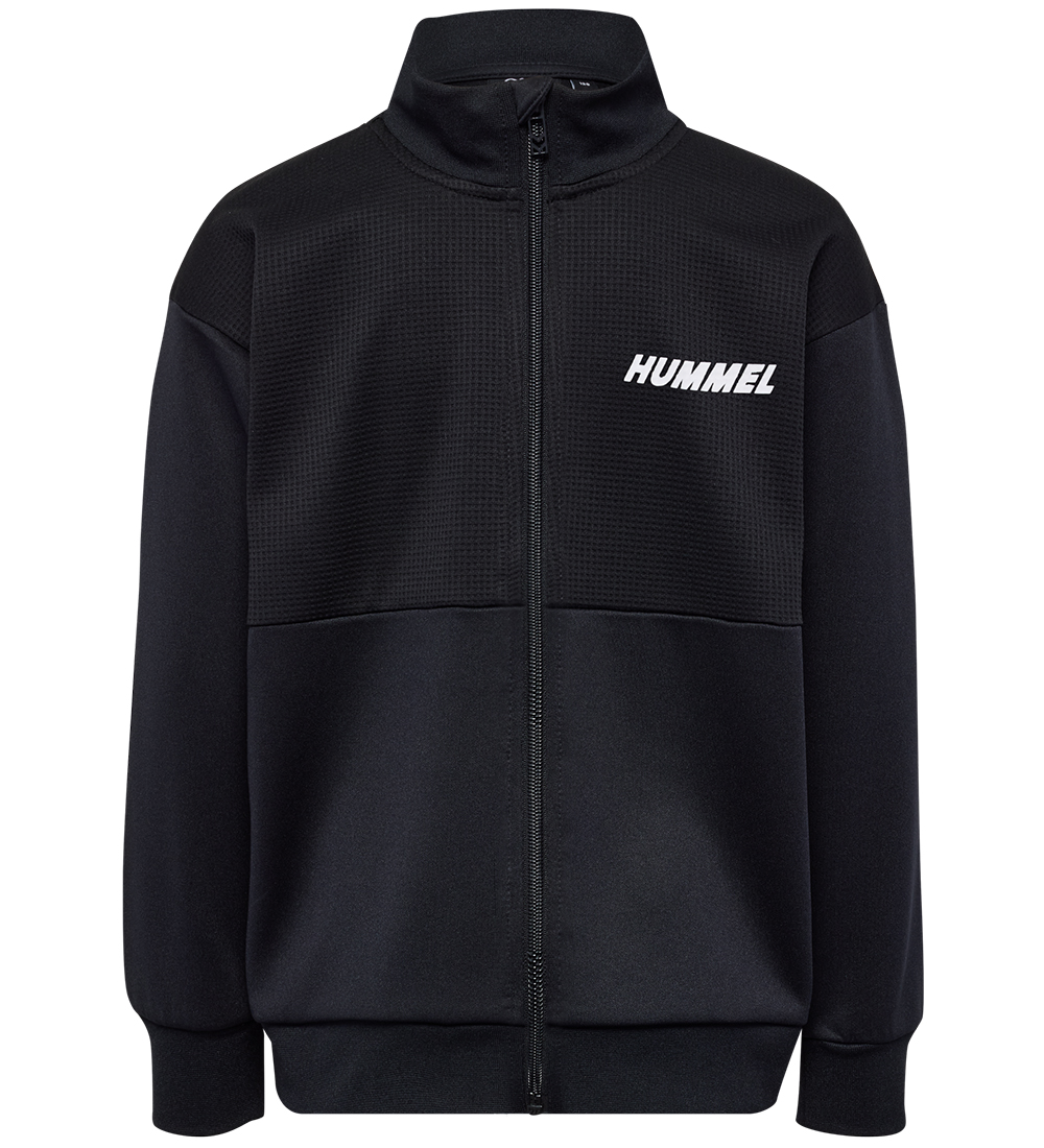 Hummel Cardigan - Waffle Fabric - hmlOdin Zip - Black/Asphalt