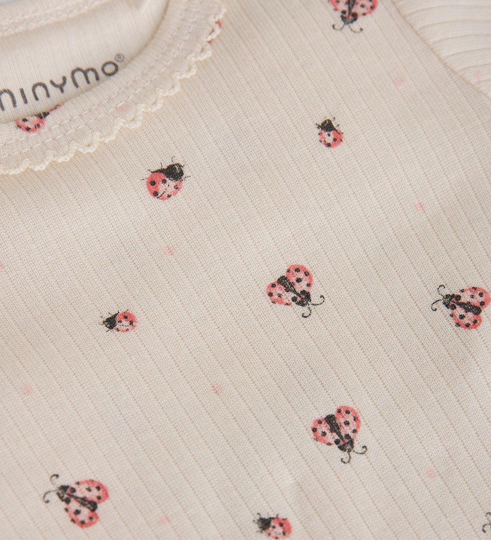 Minymo Body l/ä - Rib - White Swan m. Marienkäfer