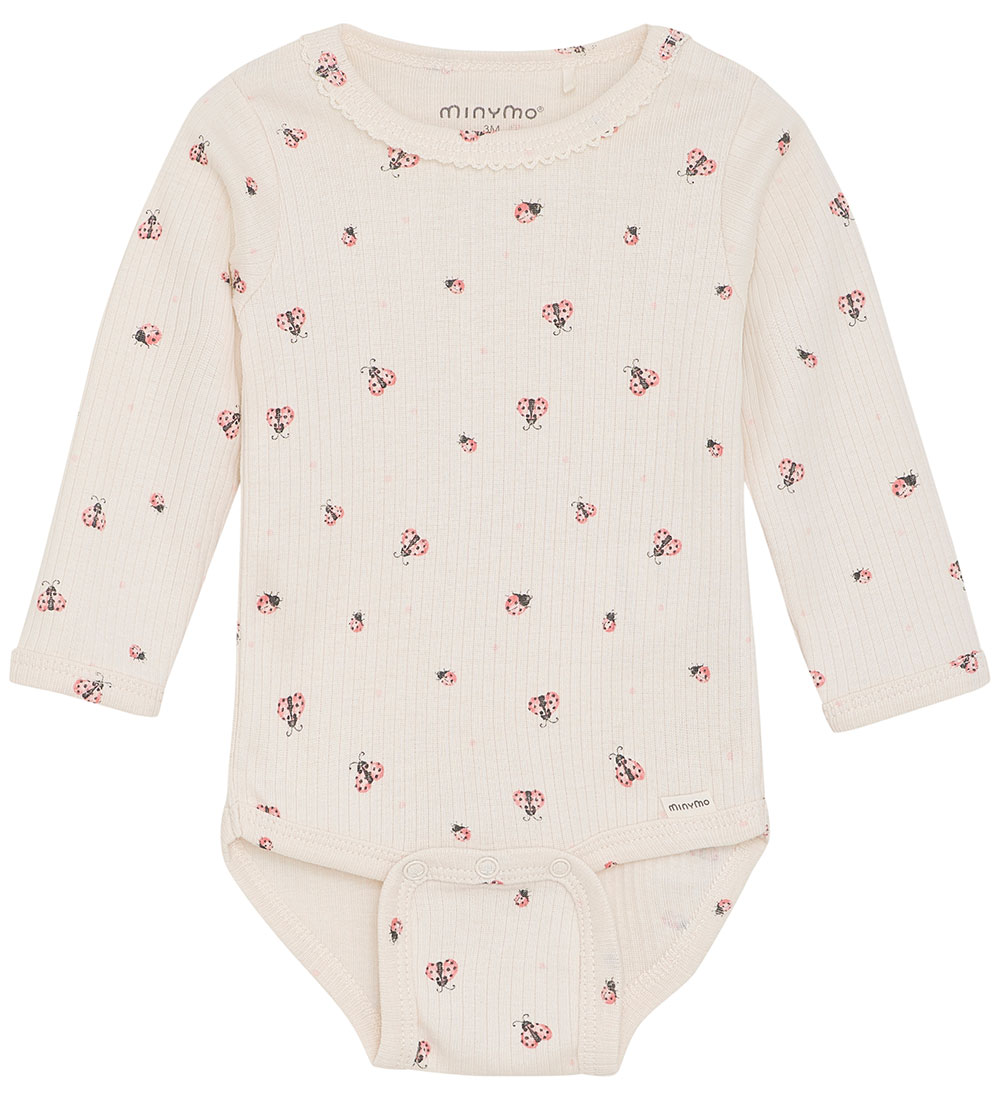 Minymo Body l/ä - Rib - White Swan m. Marienkäfer