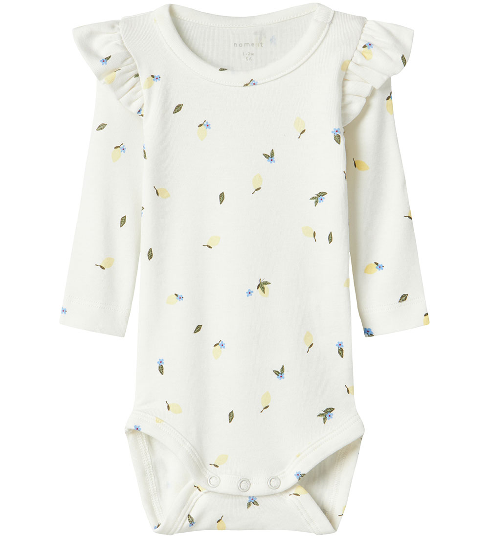 Name It Bodysuit l/s - NbfFilly - Cloud Dancer w. Lemons