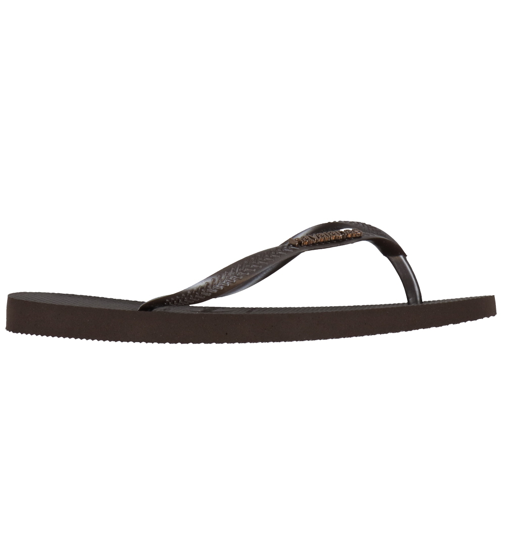Havaianas Flip Flops - Slim Logo Metallic - Dark Brown