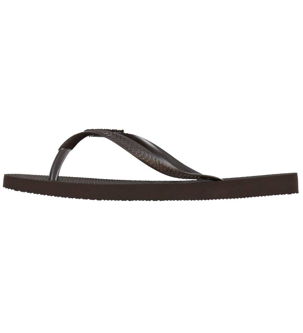Havaianas Flip Flops - Slim Logo Metallic - Dark Brown