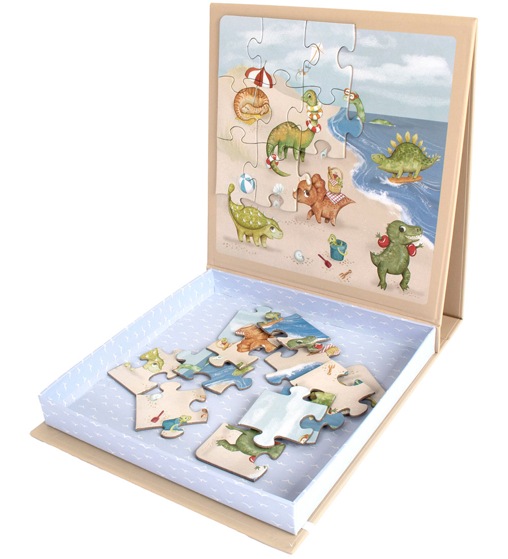 Filibabba Magnetic Jigsaw Puzzle - 20 Bricks - Dino Beach