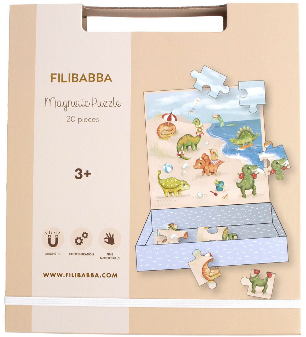Filibabba Magnetic Jigsaw Puzzle - 20 Bricks - Dino Beach