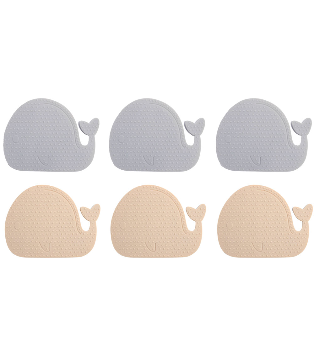 Filibabba Mini Bath mats - Non-Slip - 6 pcs - Whales - Blue