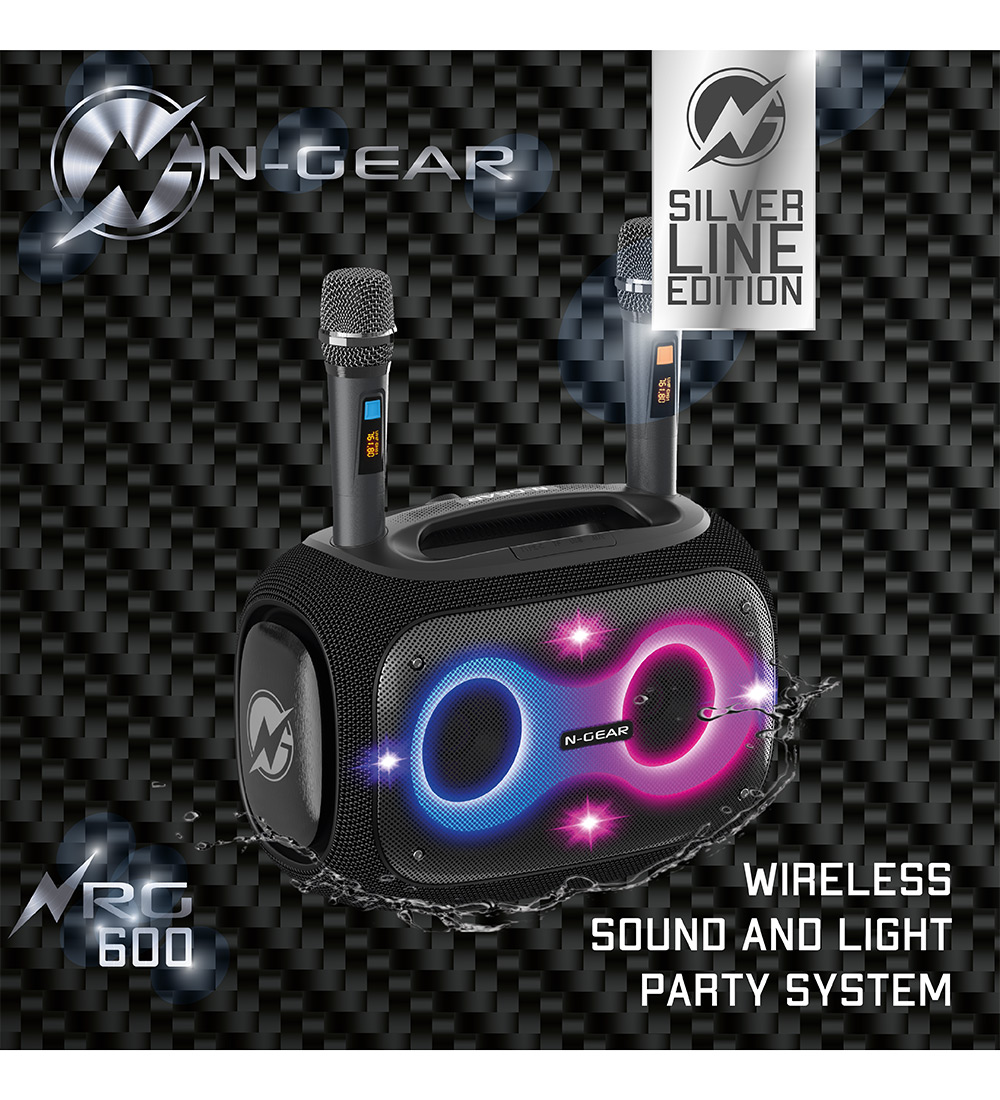 N-Gear Speaker with 2 Microphones - Wireless - NRG600 - Black
