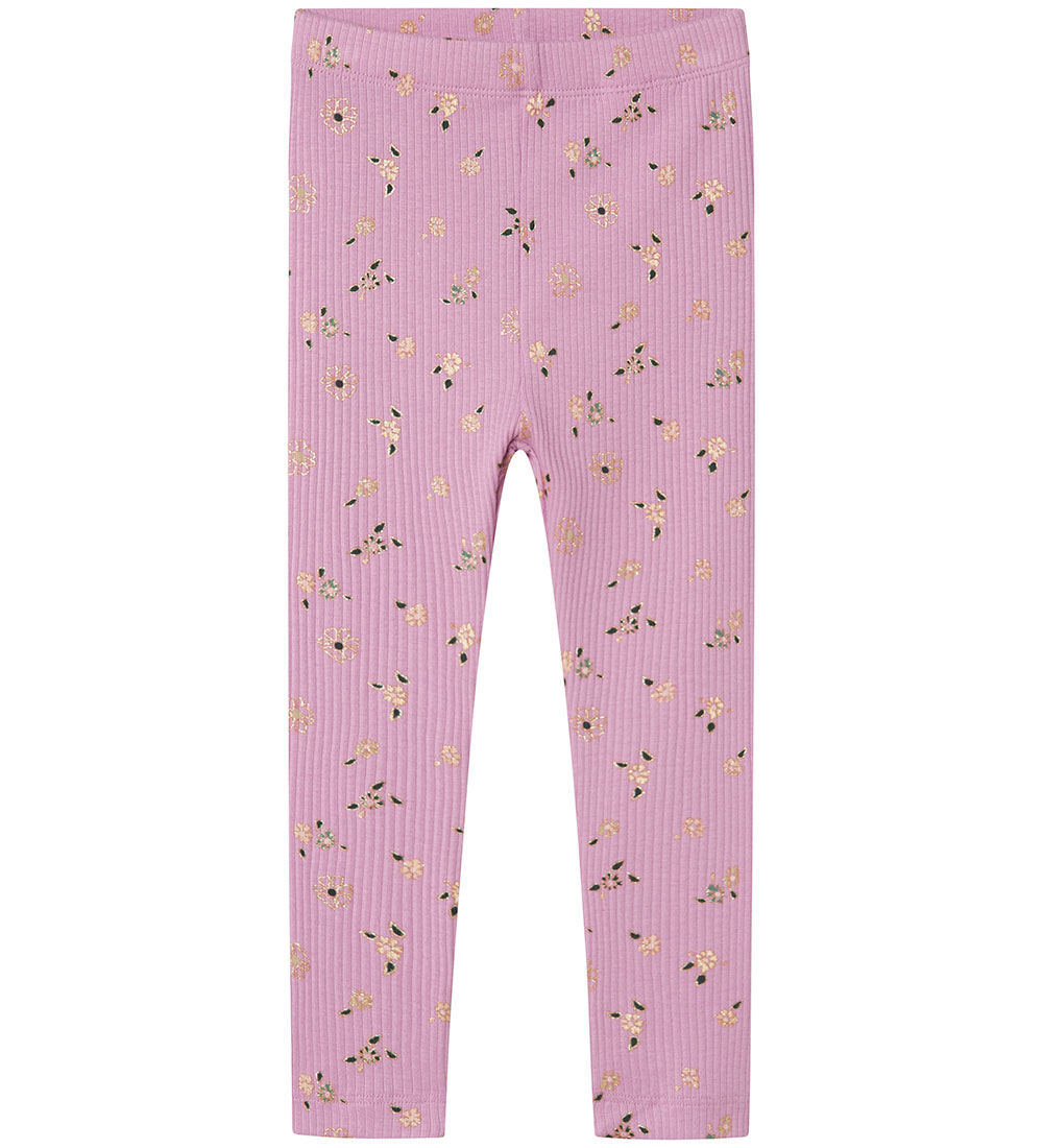 Name It Leggings - Rib - NmfPosana - Smokey Grape m. Glitter