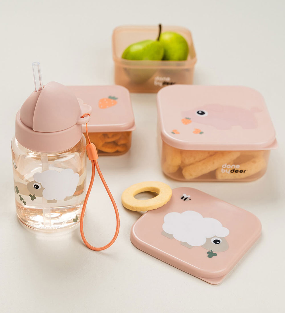 Done by Deer Water Bottle w. Straws - Tiny Farm - 280ml - Powder