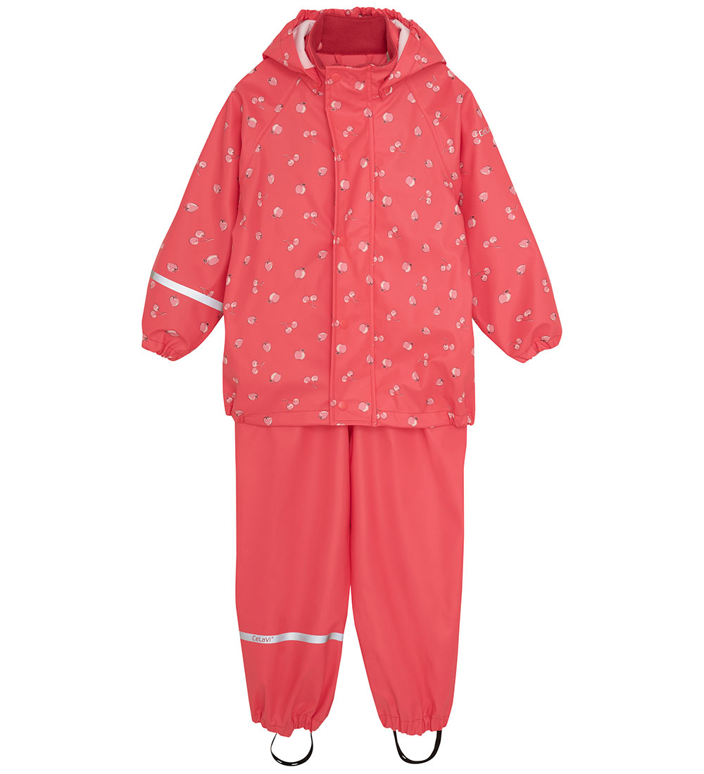 CeLaVi Rainwear w. Suspenders - PU - Cayenne w. Fruits