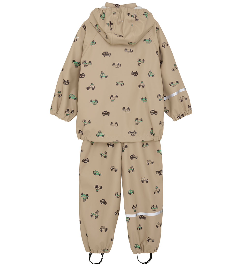 CeLaVi Rainwear w. Suspenders - PU - White Pepper w. Print
