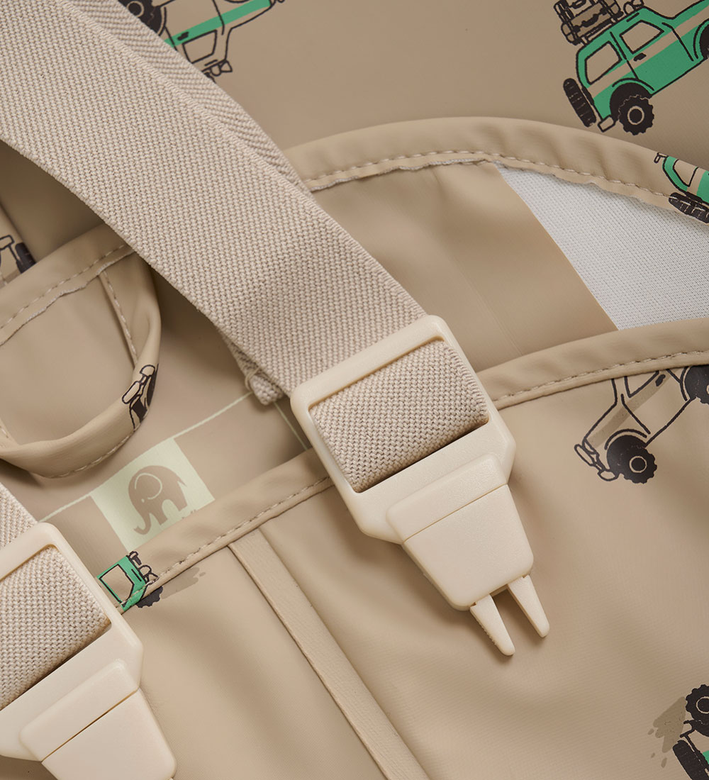 CeLaVi Rainwear w. Suspenders - PU - White Pepper w. Print