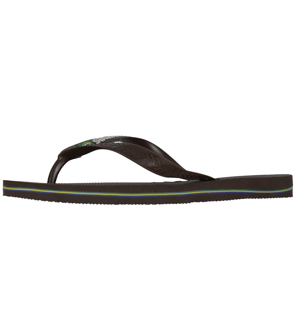 Havaianas Flip Flops - Brasil Logo - Dark Brown/White