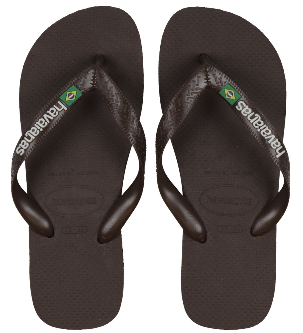Havaianas Flip Flops - Brasil Logo - Dark Brown/White