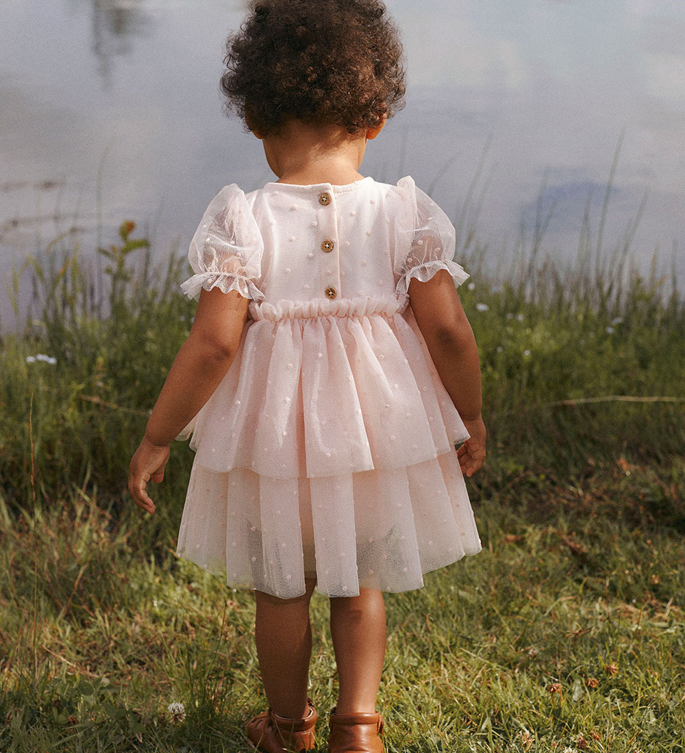 Lil' Atelier Bodysuit w. Skirt s/s - NbfFrilla - Tyl - Peach Blu