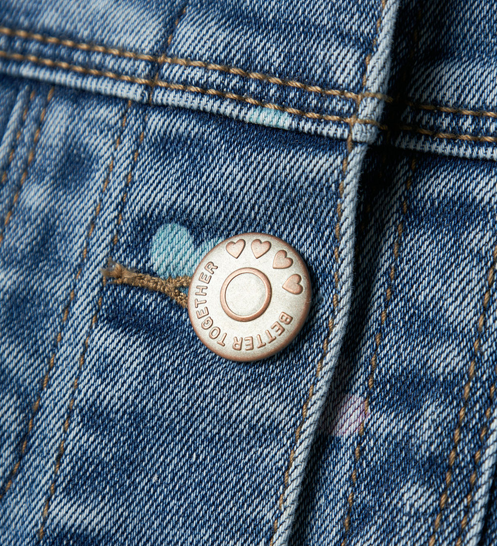 Name It Denimjakke - NmfFalula - Medium+ Blue Denim m. Hjerter