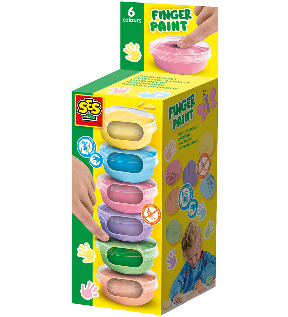 SES Creative - Fingramálning - 6x45ml - Pastellitir