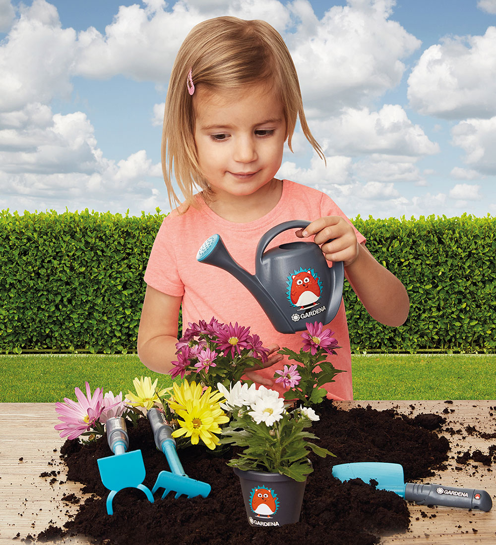 Gardena Gartenset - Schaufel, Rechen, Hacke, Gießkanne und Töpfc