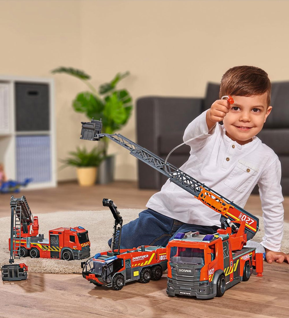 Dickie Toys Feuerwehrauto - City vier Leiter Truck - Licht/Ton