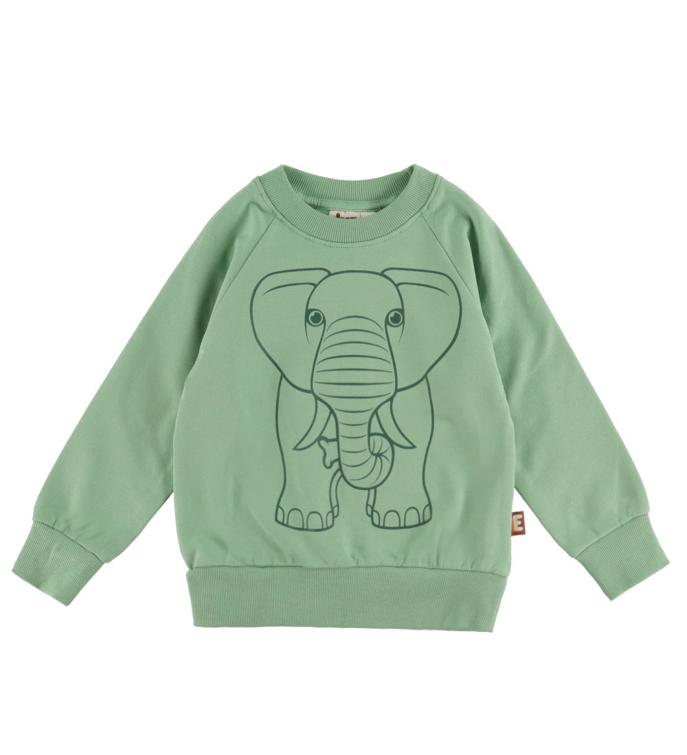 DYR-Cph Sweatshirt - Djurbälg - Herb Green Outline Elephant