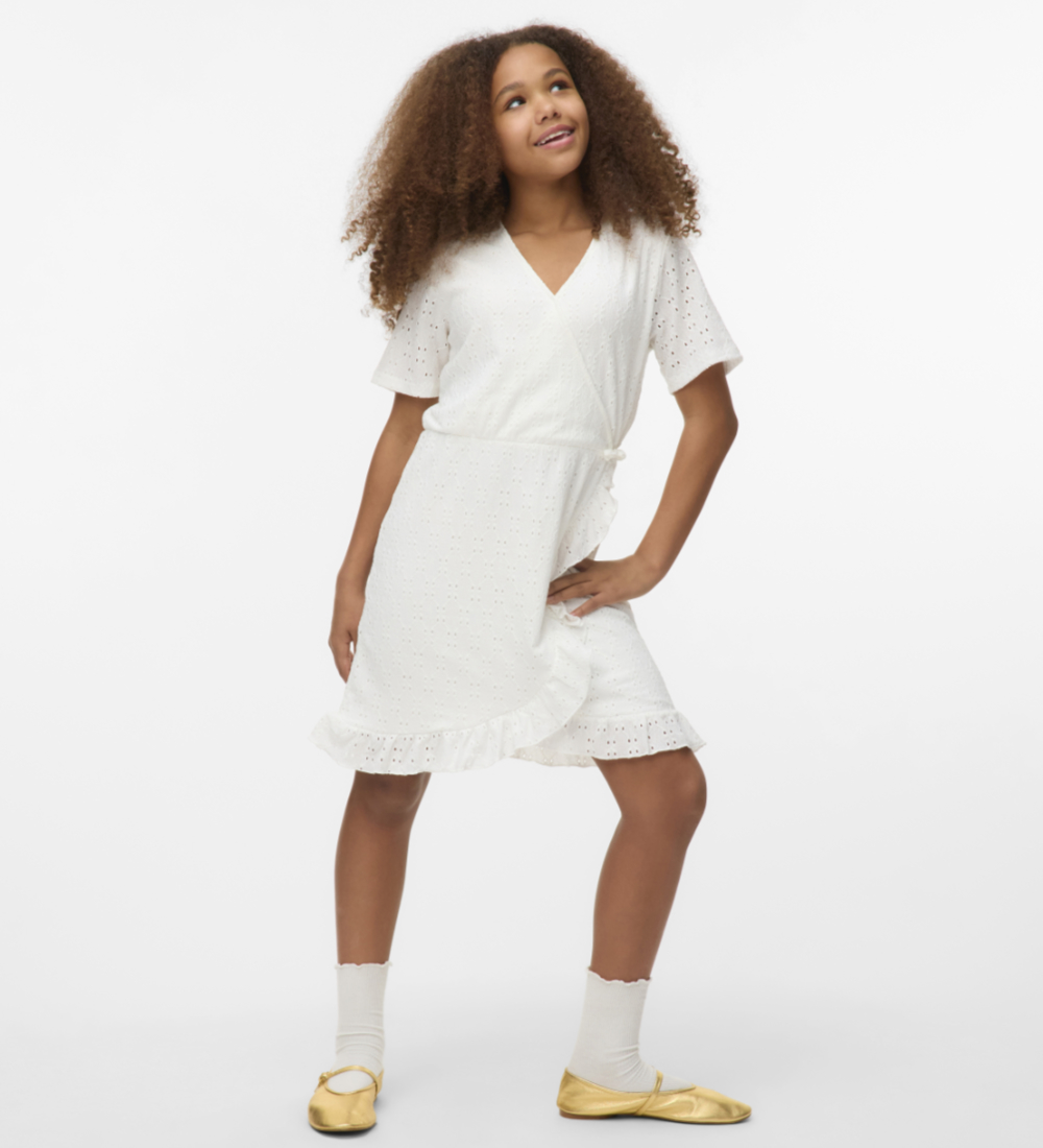 Vero Moda Girl Klänning - VmLacely - Snow White m. Hålmönster