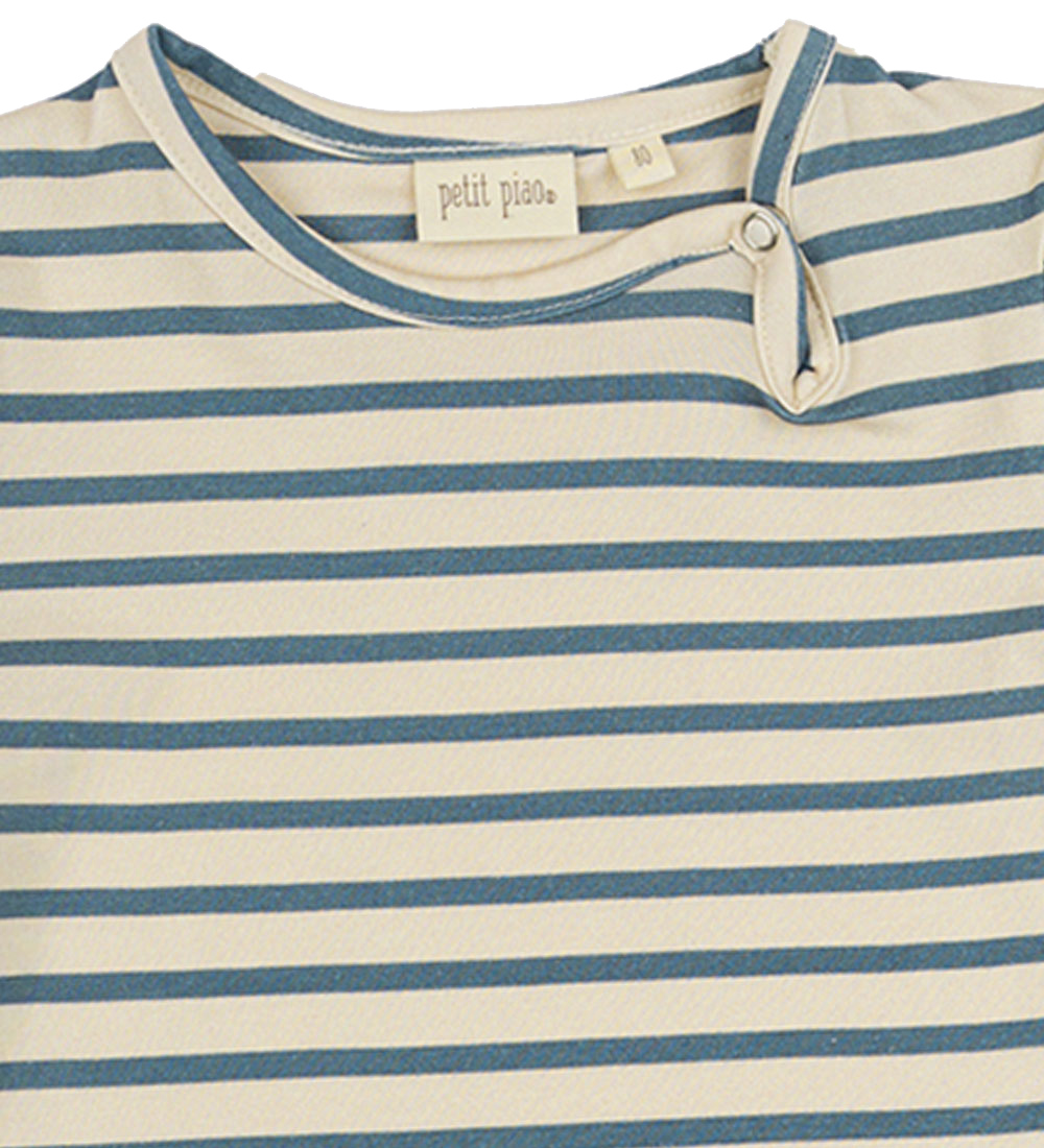 Petit Piao Bodysuit s/s - Total - Blue Mirage/Off White