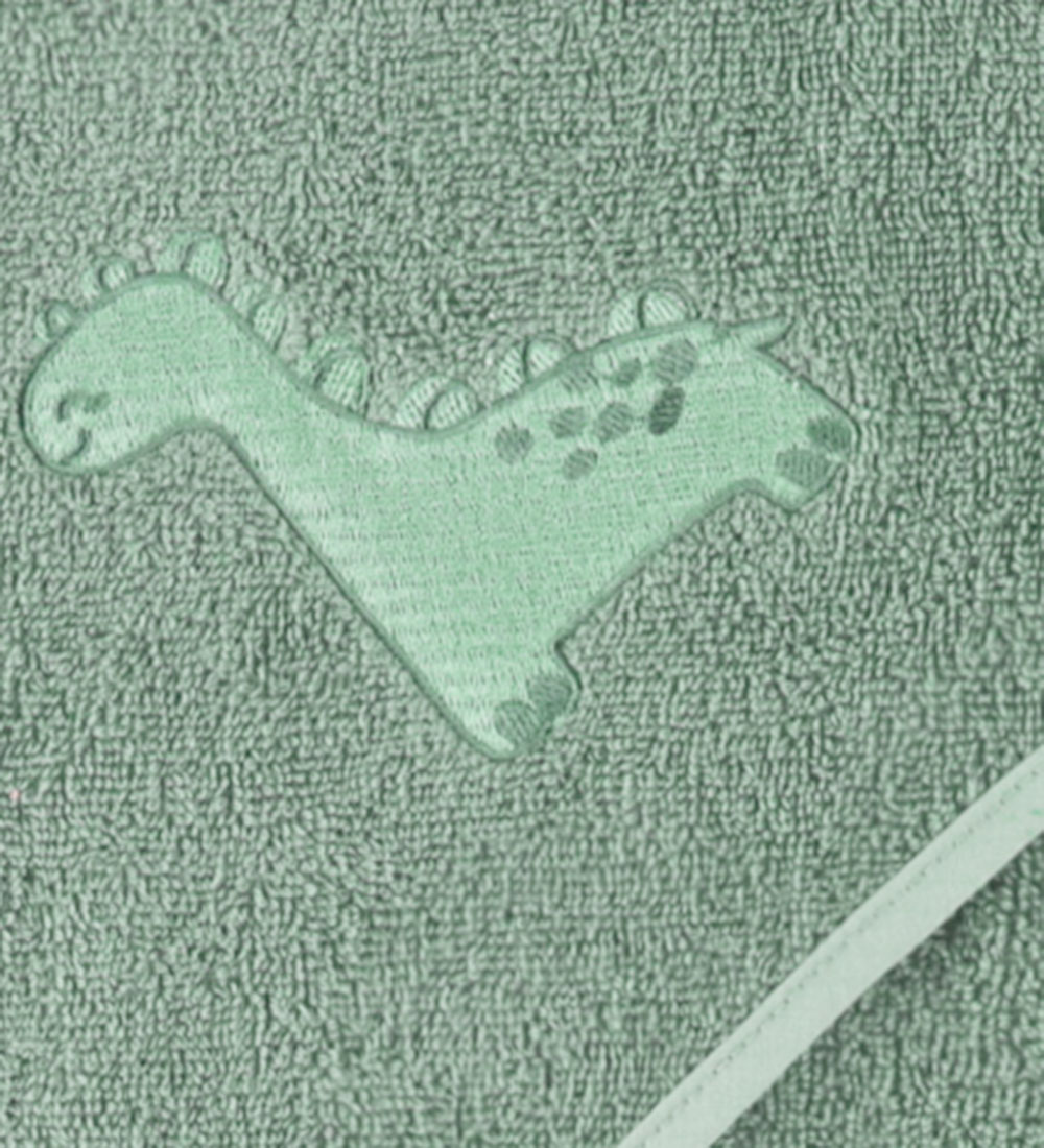 Nørgaard Madsens Baby towel - 75x75 cm - Dusty Green w. Dino