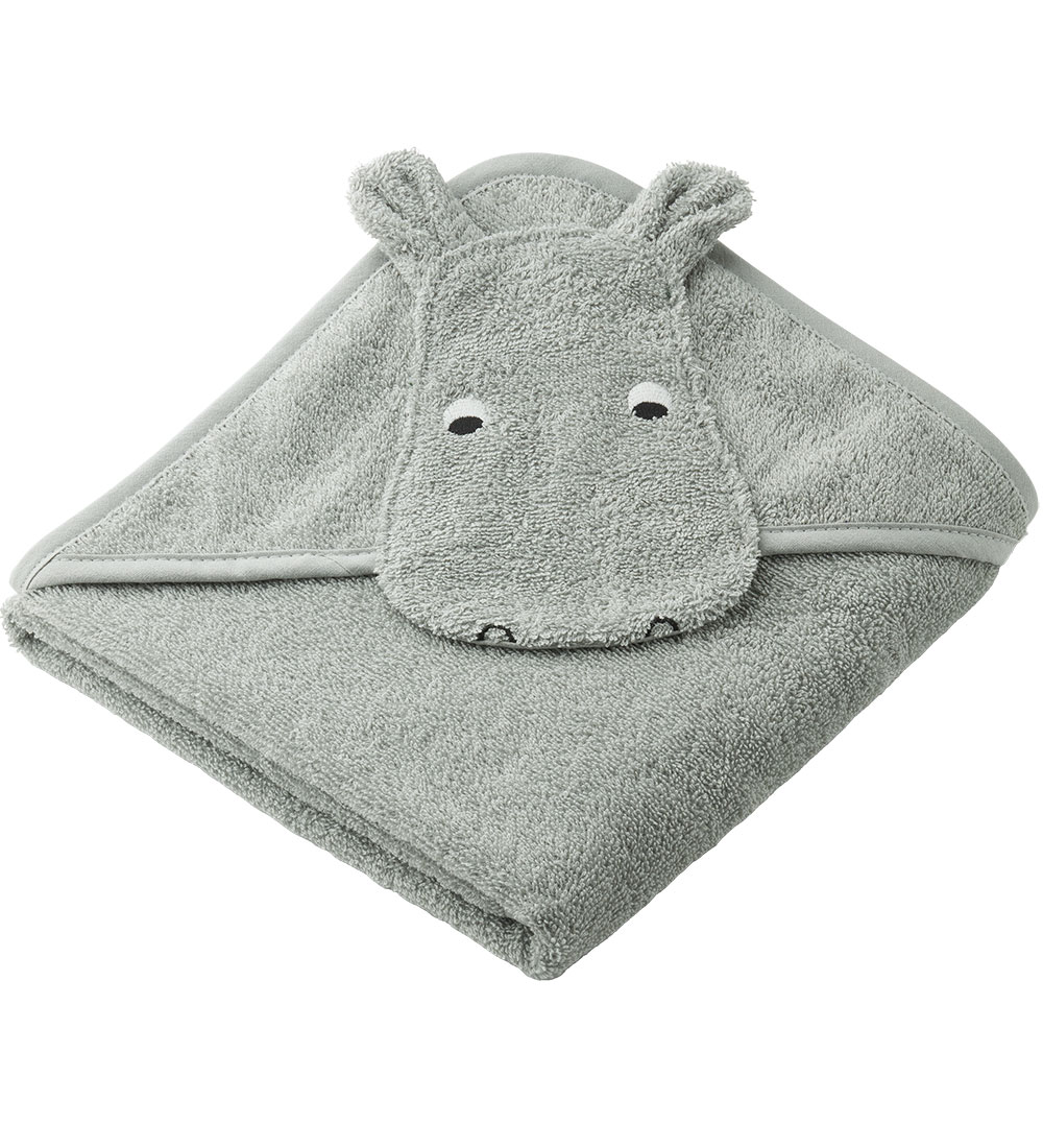 Liewood Baby towel - Albert - Hippo Dove Blue