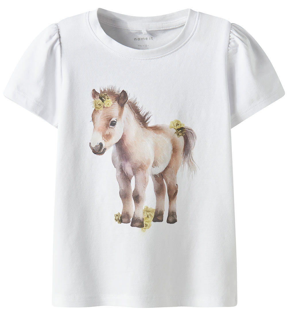 Name It T-shirt - NmfHani - Bright White w. Horse