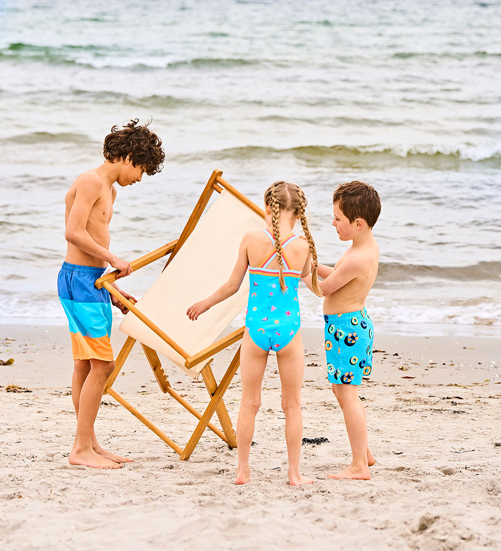 Color Kids Badshorts - Färgblock - River Blue