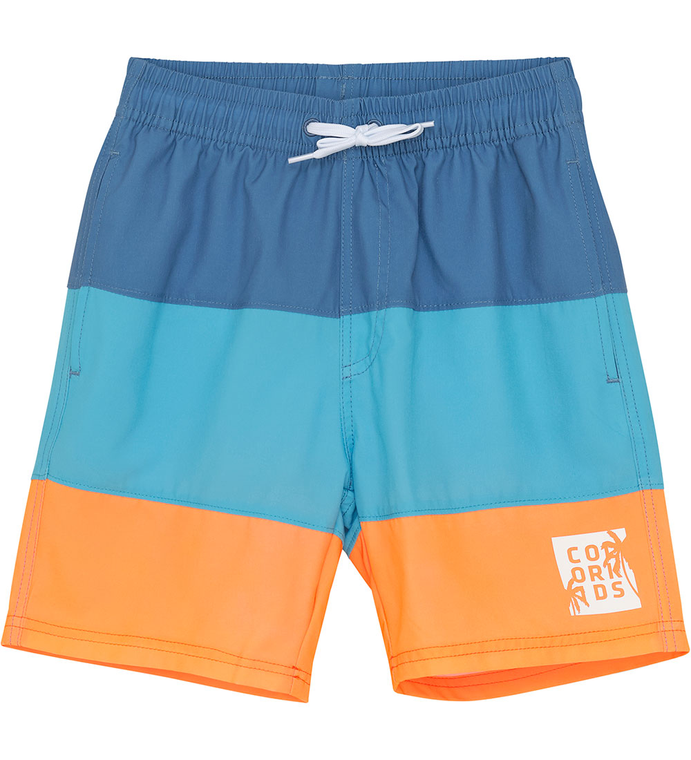 Color Kids Badshorts - Färgblock - River Blue