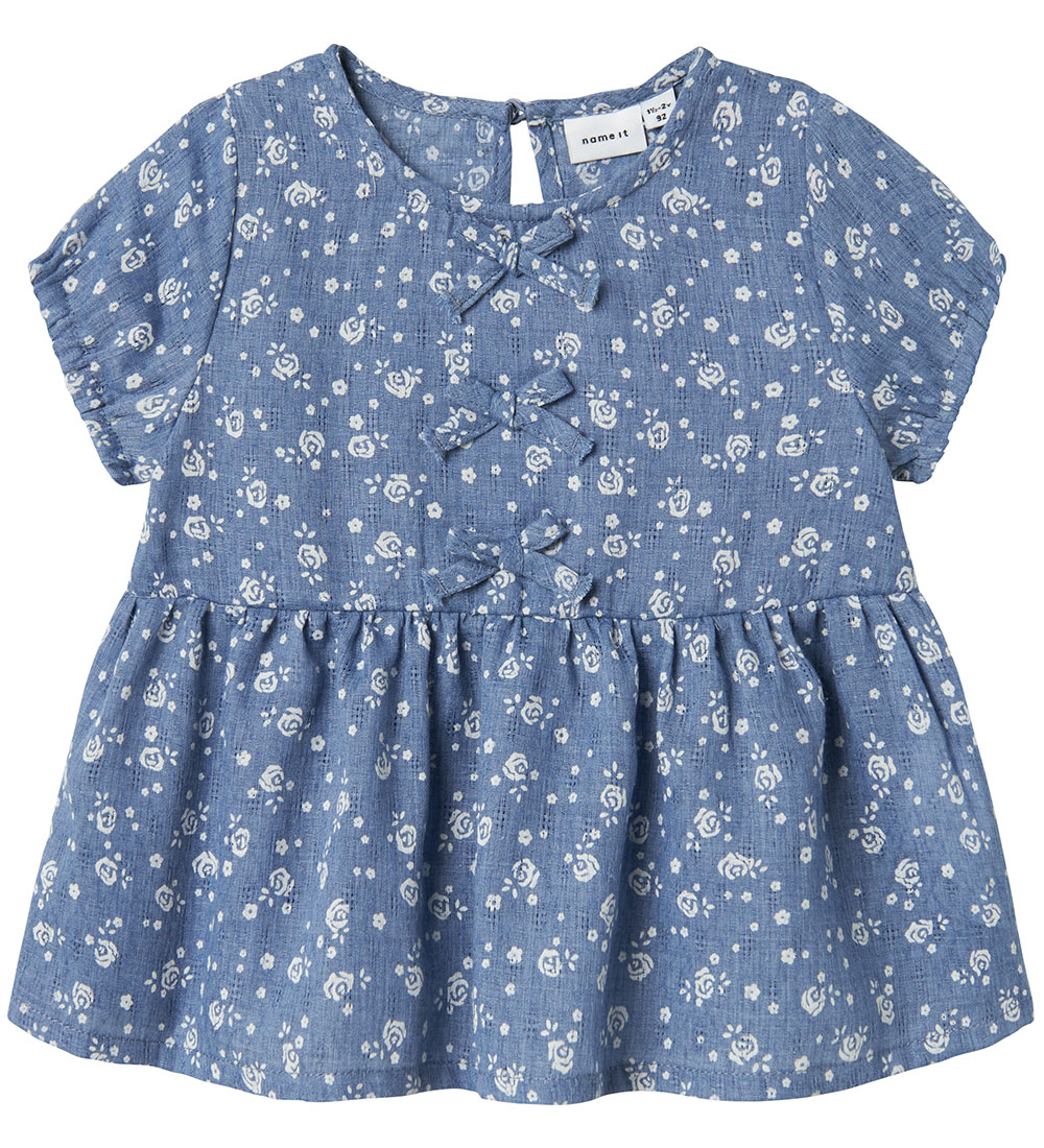 Name It Top - NmfHagy - Bleached Denim w. Flowers