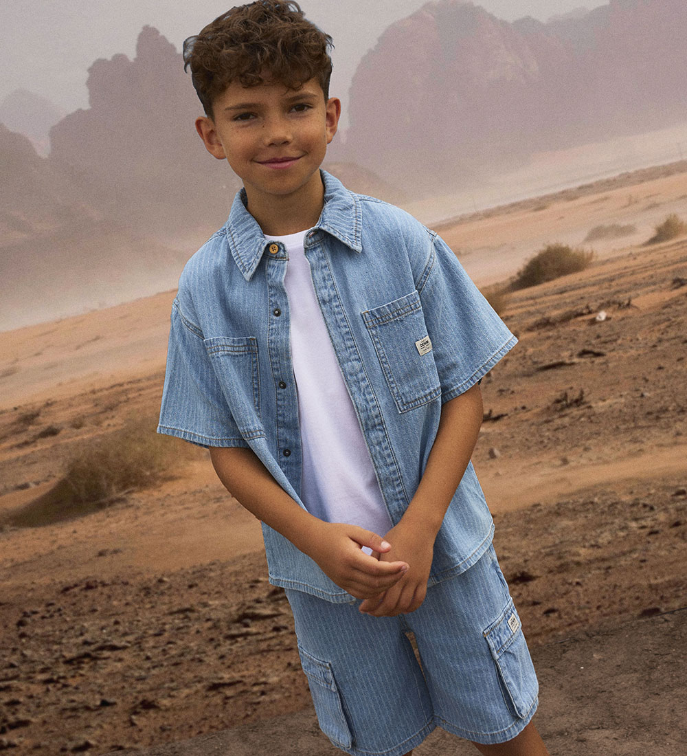 Name It Kauluspaita - NkmFelix - Light Blue Denim/Raidat