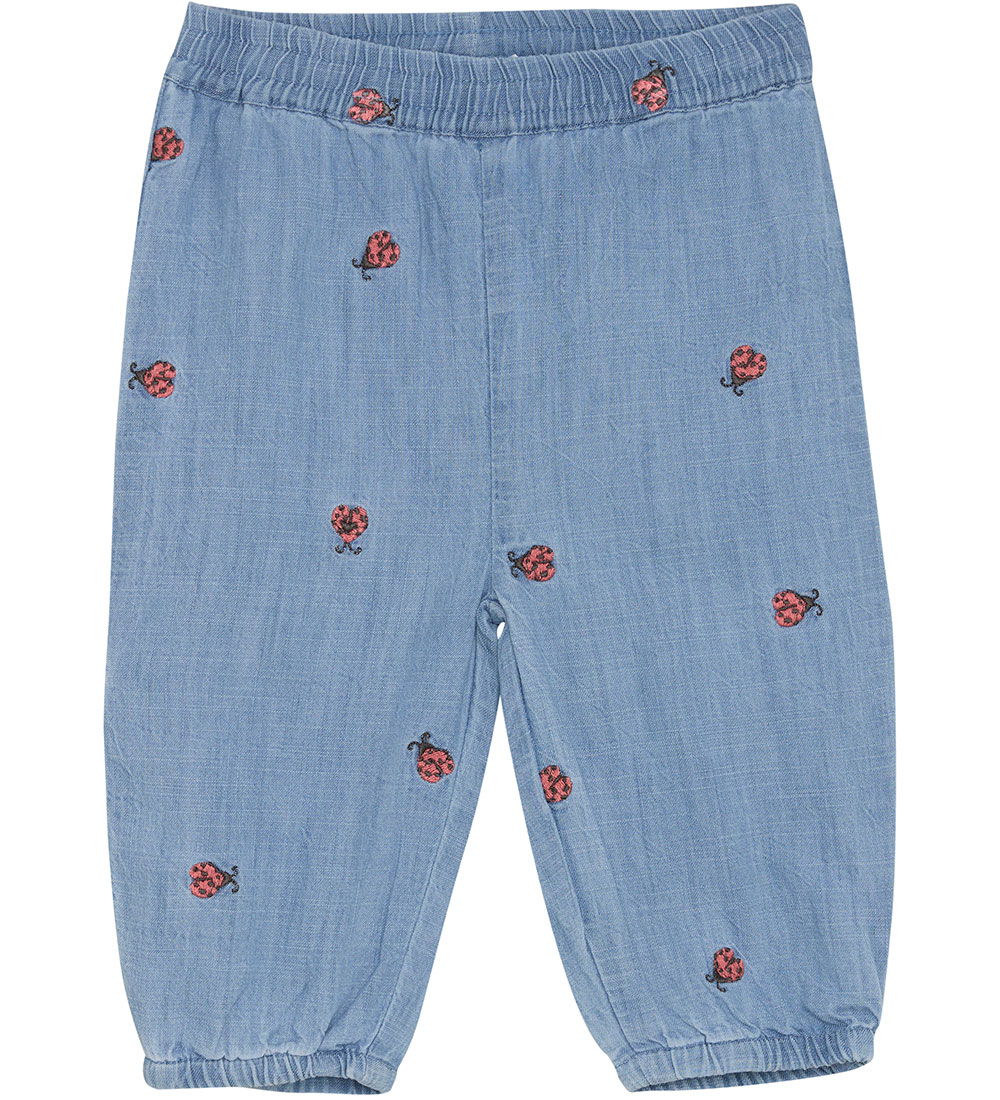 Minymo Trousers - Faded Denim w. Ladybugs