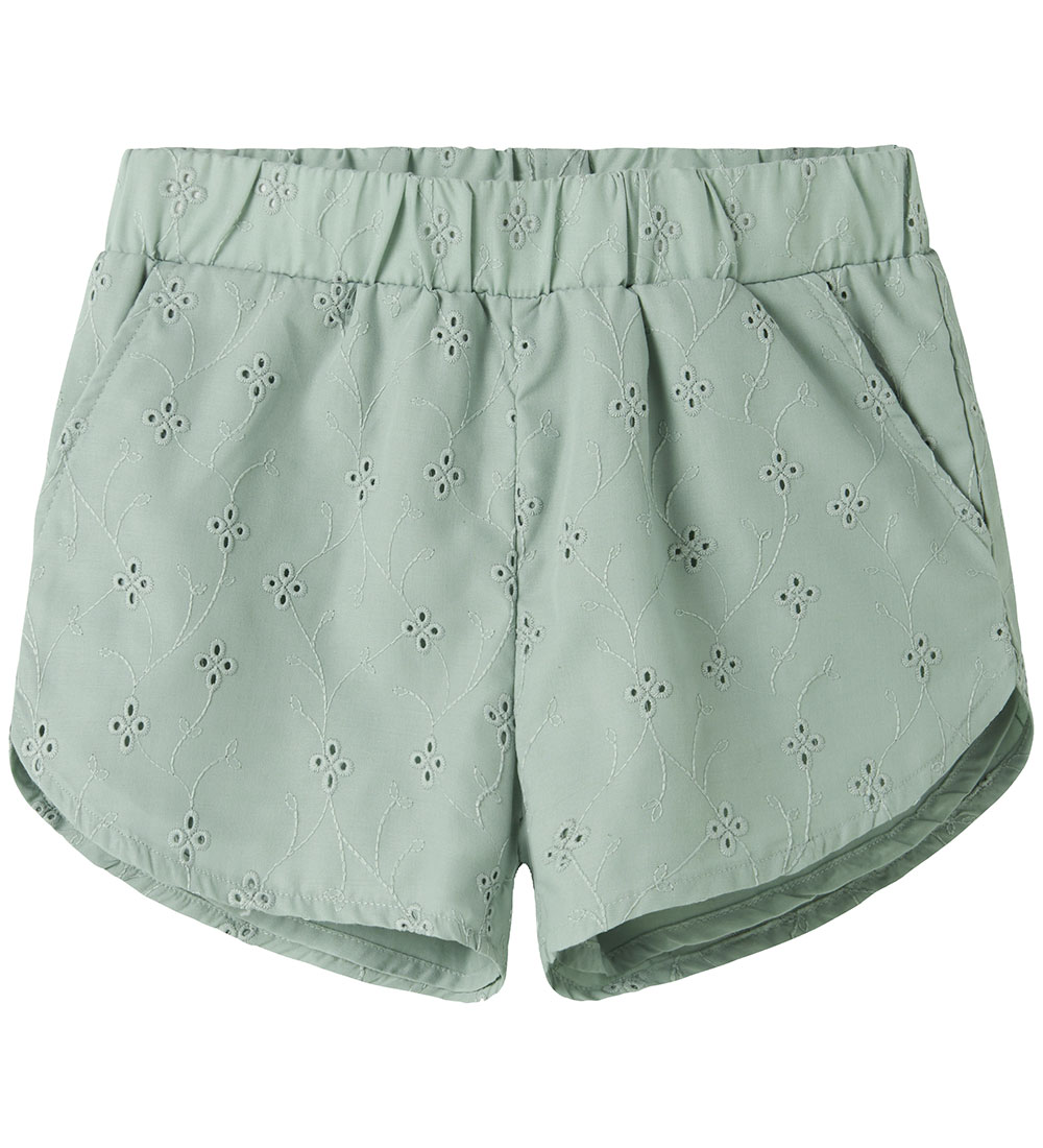 Name It Shortsit - NkfVioleta - Aqua Harmaa M. Brodyyri Englanti