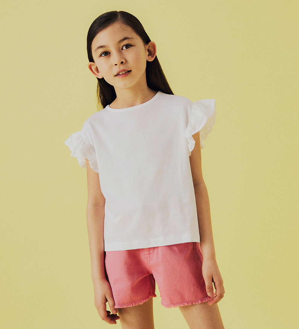 Name It T-shirt - NkfHrejaline - Lucent White w. Embroidery Angl