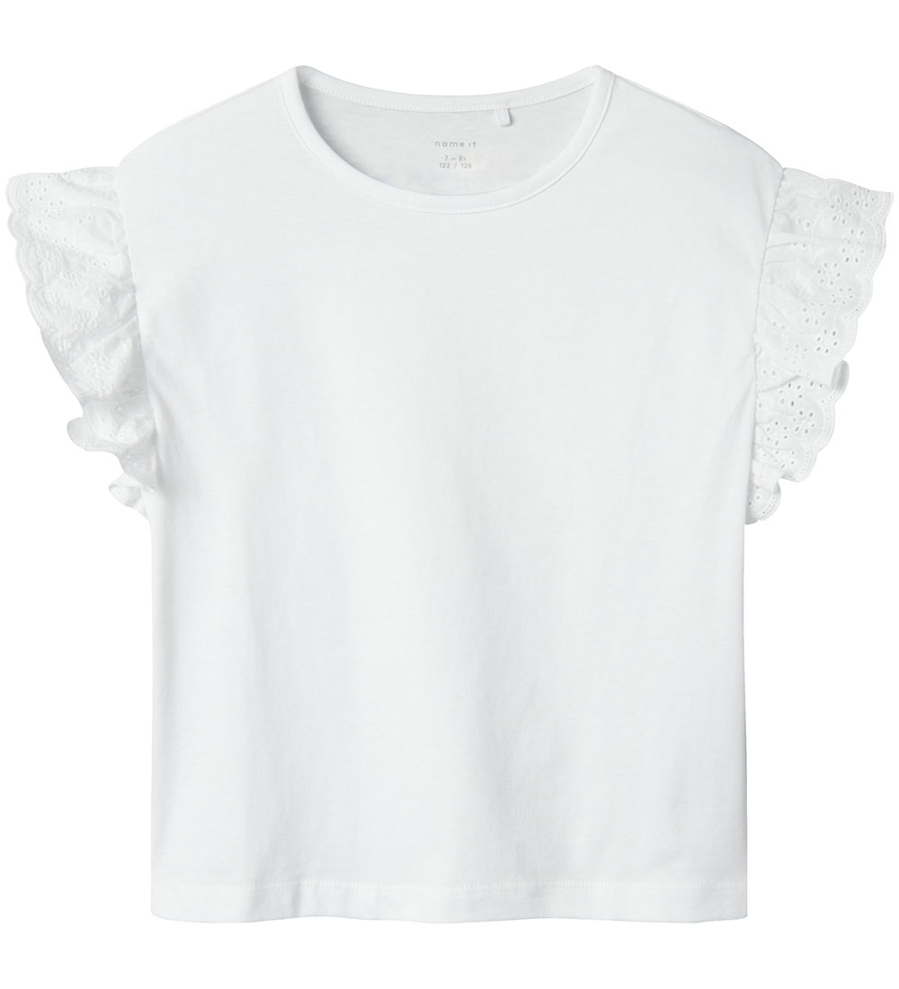 Name It T-shirt - NkfHrejaline - Lucent White w. Embroidery Angl